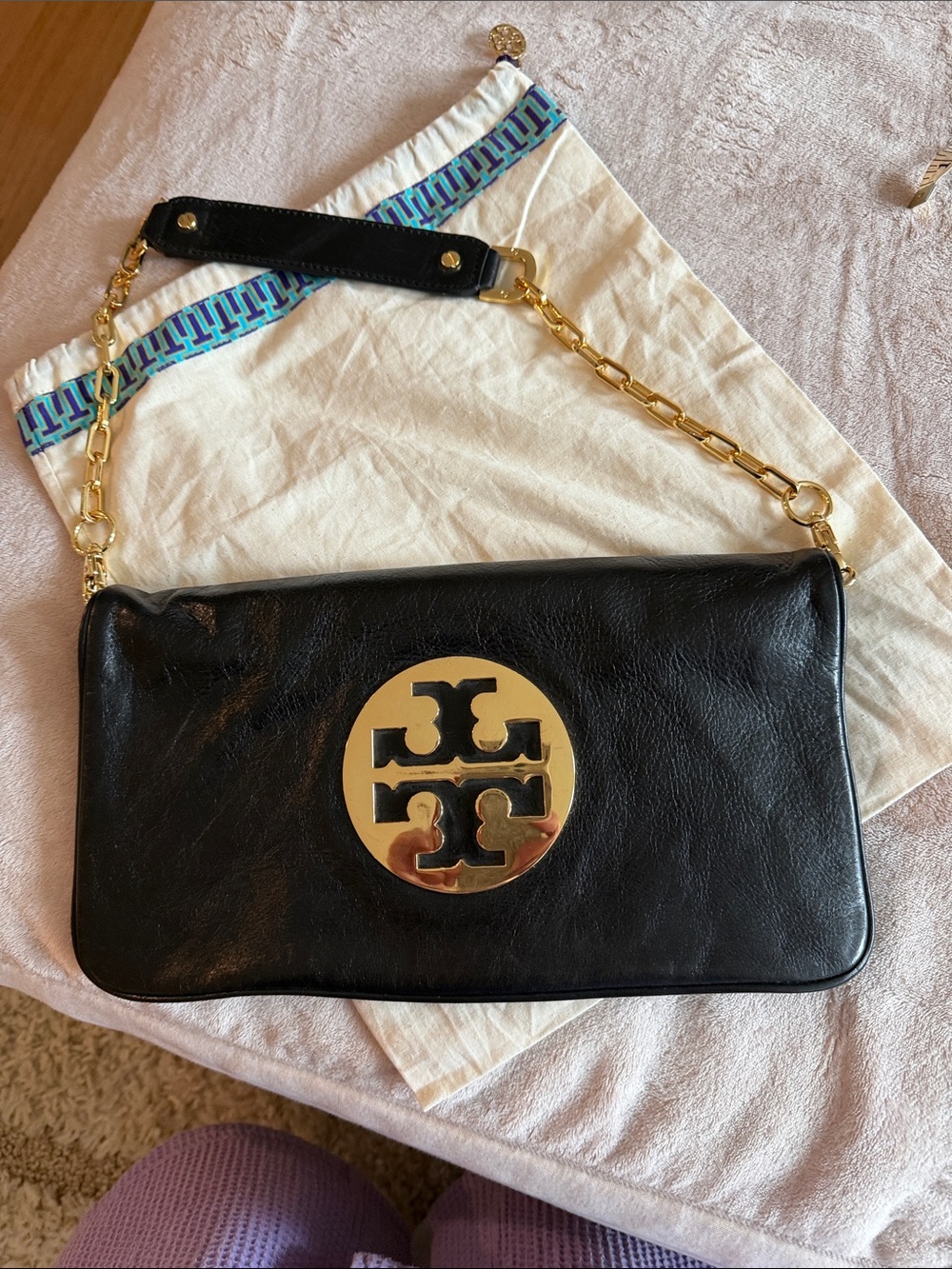 Tory Burch Black Leather Chain Shoulder Bag